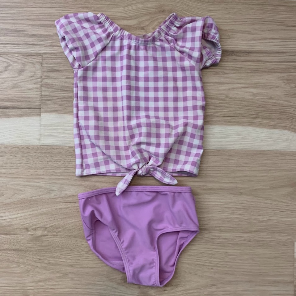 Carter's girls swim suit 2 piece in size 12 month lavender gingham print